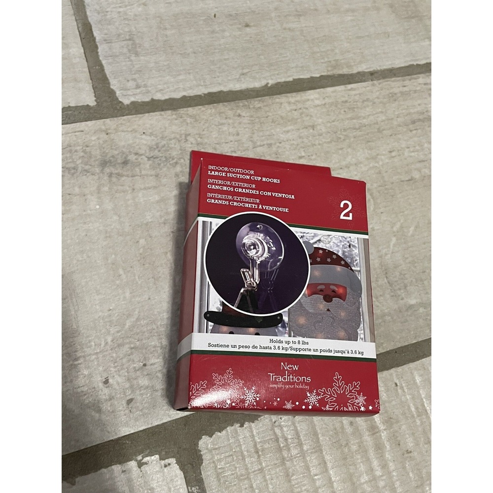 4 Suction Cups Hooks Large Christmas‎ Decorations Ornaments Holders Hangers